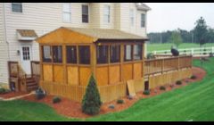 Freshen up your life this customer did .This Cedar enclosure with a whirlpool hot tub  inside was areal stress reliever.