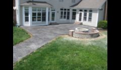 Stamped patio with fire pit