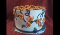 Cake from Wilton Cake Class # 2 Course-Final Cake for this class. Fun Cake!  Carrot Cake & vanilla-cream cheese icing... 3 layer 8