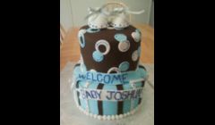 Baby Shower Cake... shoes were made from gumpaste/fondant mixture & hardened for the mother-to-be to take home with her. Super cute!