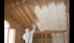 Spray foam application on under side of roof deck