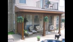 Covered patio near pool