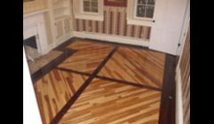 Brazillian teak border and inlay with hickory cut at a 45* angle inside the border