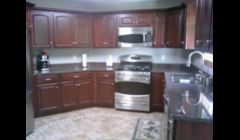 Fire restoration cabinets and tile.