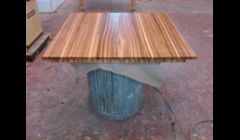 A solid zebra wood table top