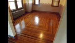 Rustic white oak installed ina bow tie border