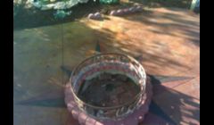 Acid stain patio we poured, after we etched and colored the compass