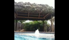 tiki hut and pool