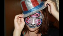 Holiday facepainting by Cynnamon: 4th of July Leopard www.facepaintingbycynnamon.com