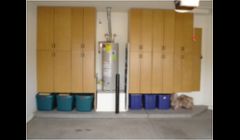 Water Heater-Stained Natural Finish Cabinets