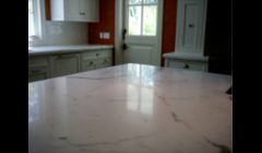 Etched marble counter-top after re-surfacing and re-polishing.