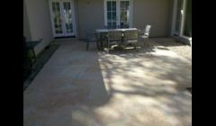 Flagstone patio after cleaning.