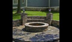 Firepit, Steps, wall and patio. 