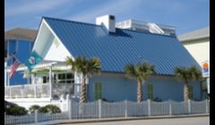 Blue standing seam beach house