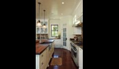 Country Kitchen with corner frosted glass pantry door
