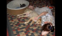Austin and Lexi had alot of fun playing in the yard.  About an hour later we all crashed! lol
