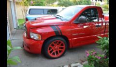 Matte Red Wheels, and black stripe.