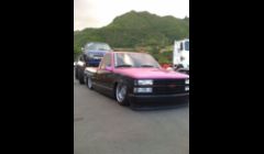 painted and bagged shaved door handles , tailgate handle relocated