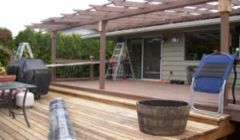 We built and stained this deck and cover