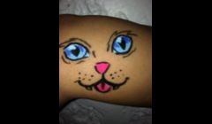 Happy Cat face,  face painting/cheek art