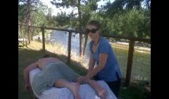 That's me giving onsite massages at a residence on the Bitterroot River