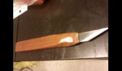 My trusty, never rusty, hand-made violin knife (blade tang from www.lmii.com)