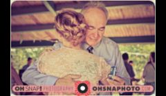 Roxie's father hugs her immediately following her wedding in Centennial Park in Lawrence, KS. By Ailecia Ruscin, 2012. 