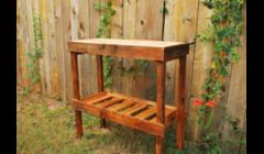 Reclaimed cedar entry table.