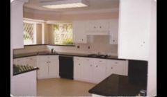 Kitchen after, 3 coats of paint on wood, stripping wallpaper, texture and painting, crown moulding, granite, tile, plumbing, and electrical 