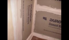 I always use durock stone board in my bathrooms