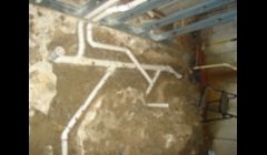 new basement  bathroom with ejector pit.