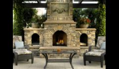 Built fireplace and extended the patio