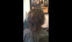 This women has medium curly hair, it's not Curly curly, but it gets frizzy, She came in for the KeraGreen Treatment which is Formaldehyde free. This is the Before Picture