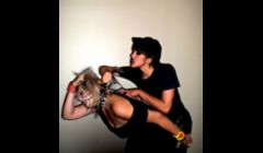 Krystofer and Jessina, a model, poses for the camera in a rather obscene photoshoot. No animals were harmed during the shoot.