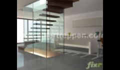 structural glass stair with two sides glass wall