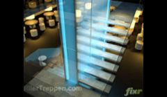 floating concrete design staircase with glass railing