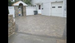 Paver driveway, stone entryway