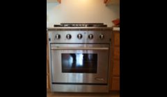 Installed a new gas supply line to this kitchen and swapped out an older electric range/oven with this deluxe unit. The client is a foodie and an exquisite chef and delighted with the results. 