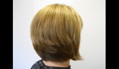 Short layered bob with partial foils.