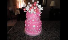 Sweet 16 Pink Bow, Stars & Balloons Birthday Cake